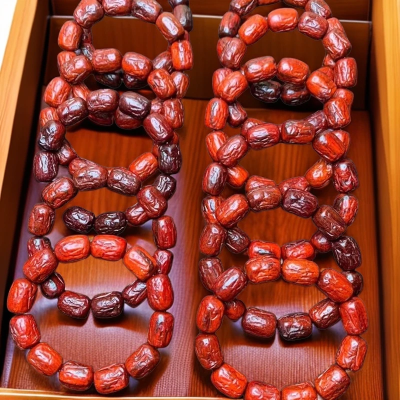 正宗印度小叶紫檀老料雕刻枣珠高油密2.0单圈