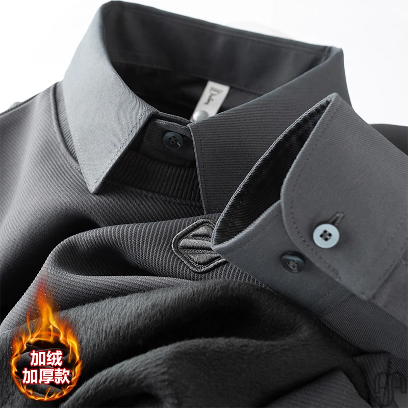 暖你一整个冬天~加绒厚款假两件毛衣男长袖秋季衬衫领针织衫男士