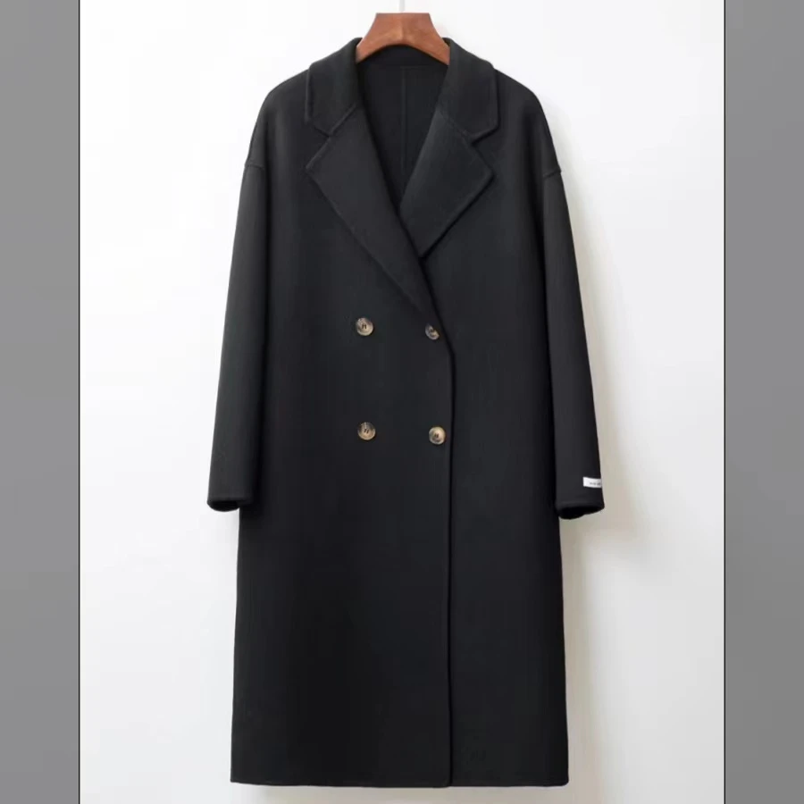 秋冬中长款四粒扣气质双面羊毛大衣时尚长款外套001