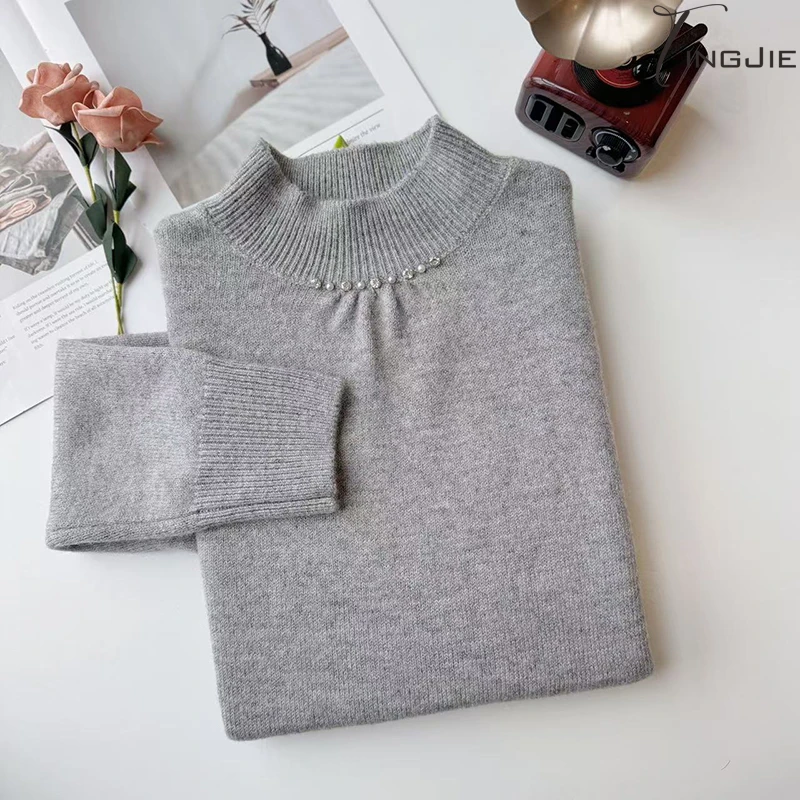 云朵蜜熊绒~气质灰色百搭柔软长袖百搭秋冬针织毛衣B1829