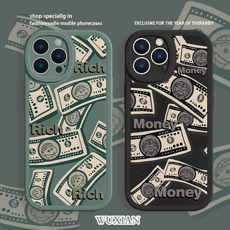 适用于苹果/华为/小米/oppo/vivo新款网红钞票哆啦A梦硅胶手机壳