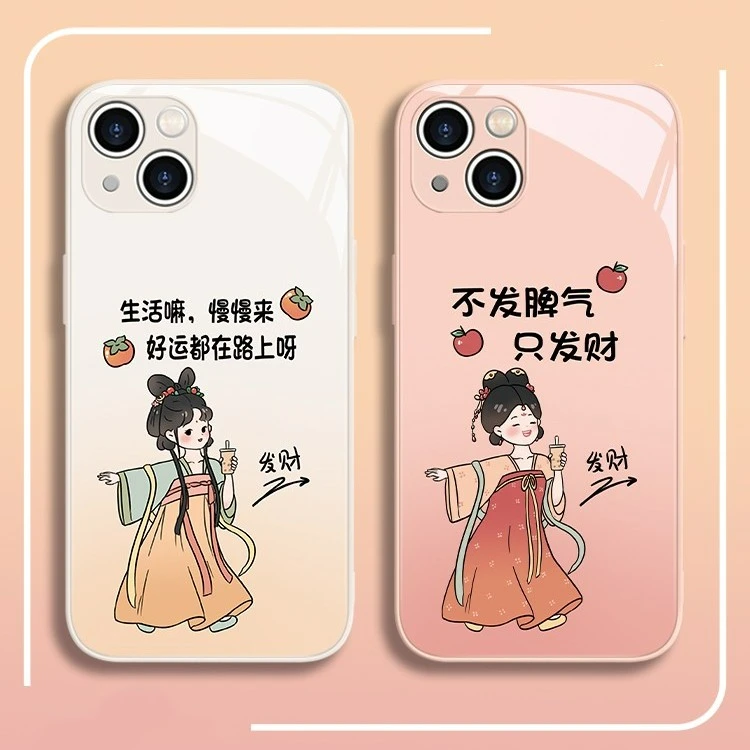 适用于苹果17/华为/小米/oppo/vivo可爱古风少女创意高颜值手机壳