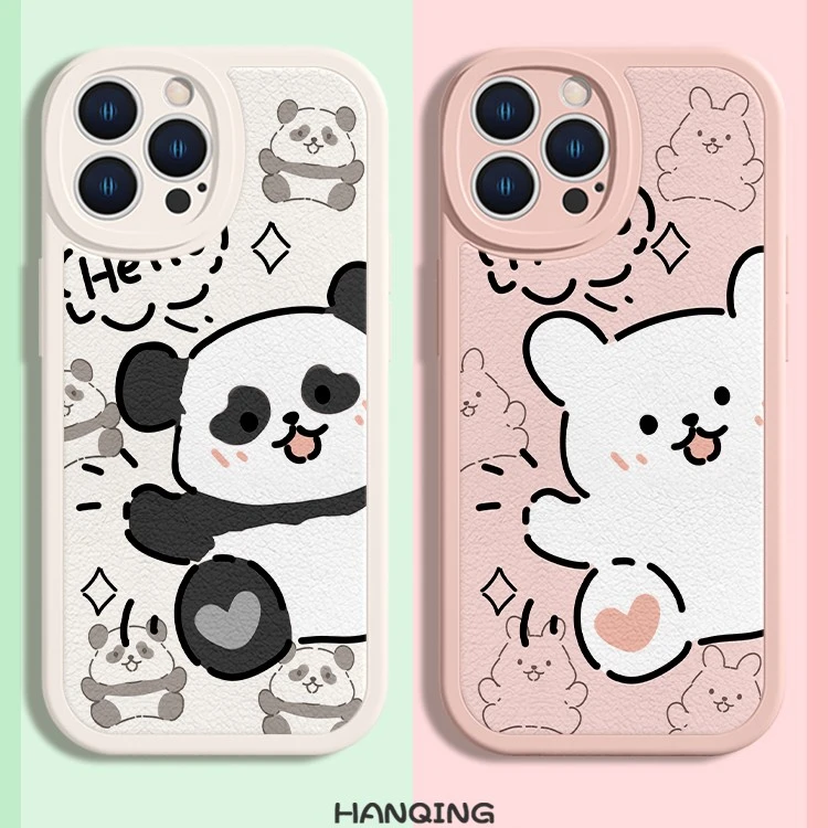 适用苹果17/华为/小米/oppo/vivo爆款个性熊猫兔子简约防摔手机壳