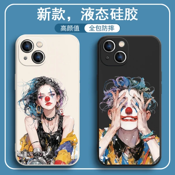 适用苹果17/华为pura70/小米14/oppo/vivo网红小丑创意硅胶手机壳