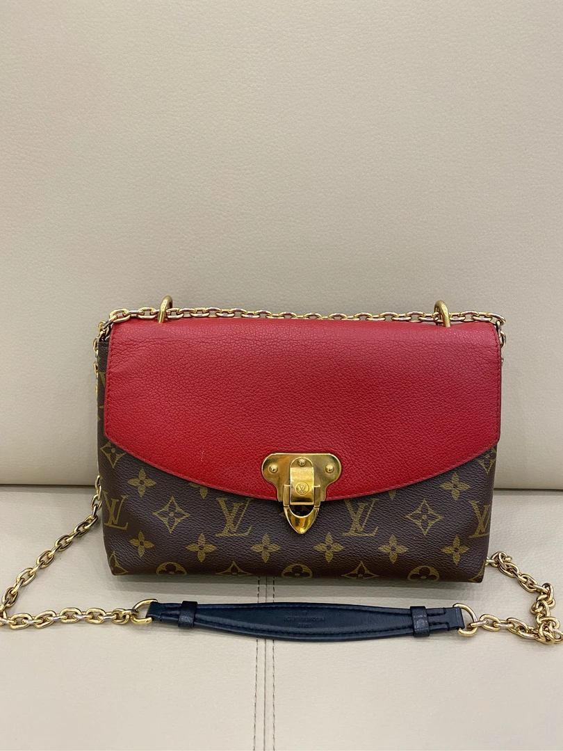 95新 LouisVuitton/路易威登 LV 老花拼红色信封包 自用超值