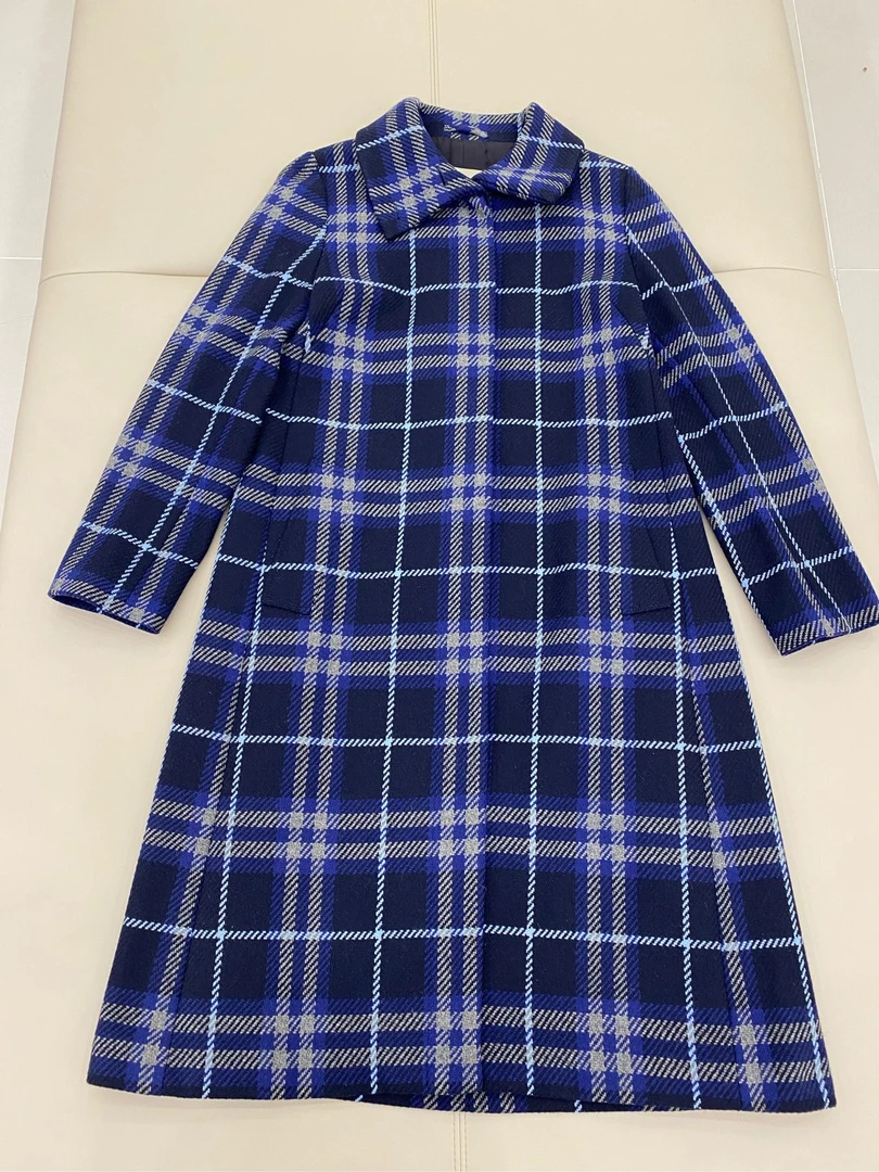 99新 BURBERRY/博柏利 经典格纹羊毛大衣外套 uk12码 99新