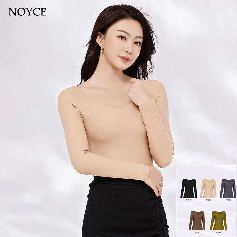 NOYCE美肤衣秋冬新款免穿文胸长袖内搭无痕舒适高弹力打底保暖衣