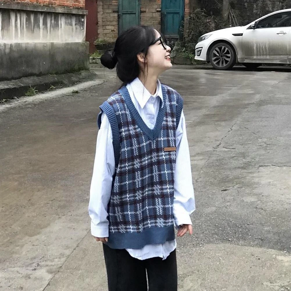秋冬款复古学院风日系毛衣背心女外搭宽松叠穿小个子慵懒针织马甲