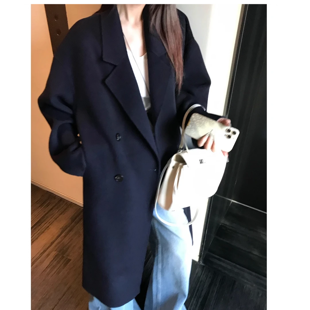 【Skk Store】慵懒高级感毛呢外套双面呢大衣女