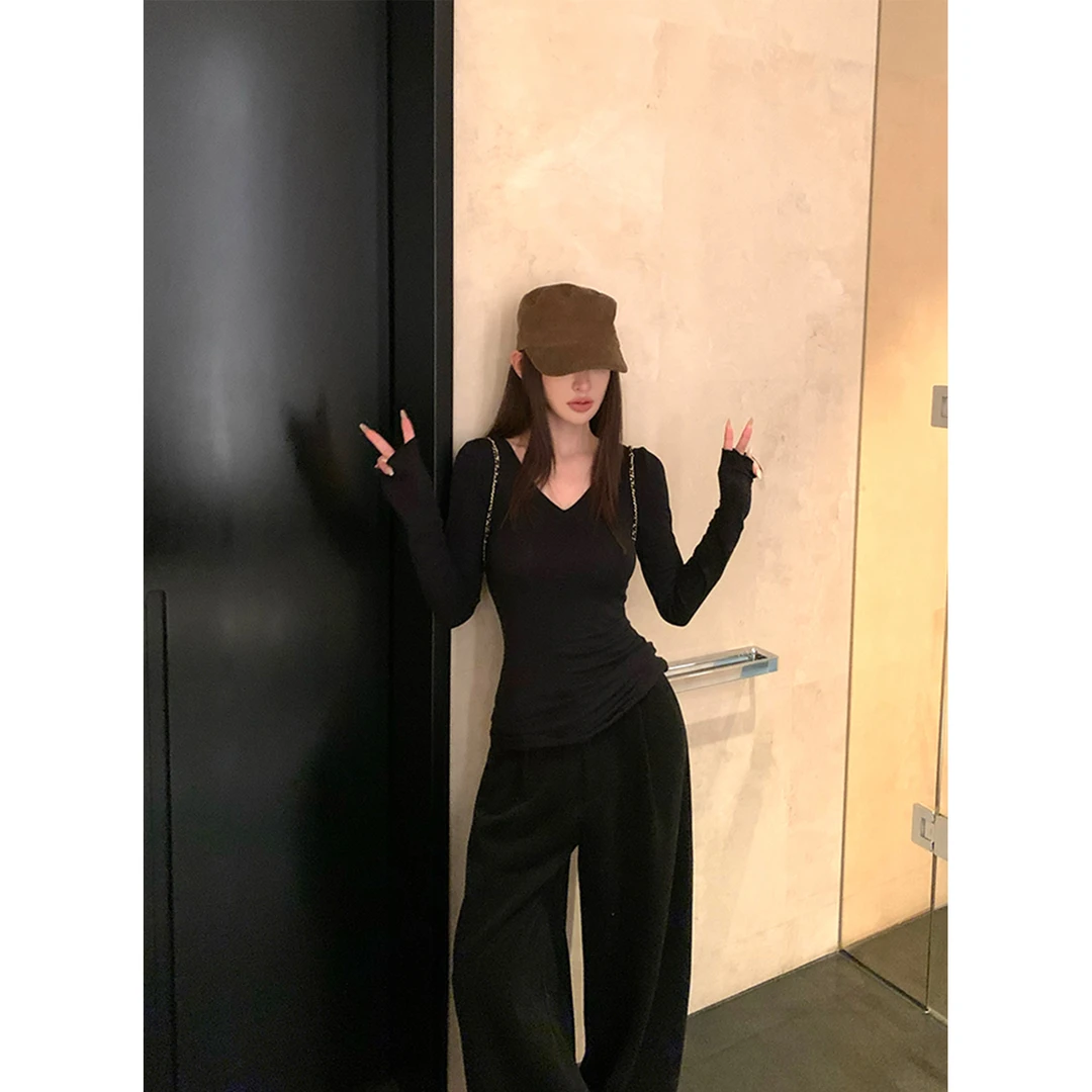 Skk Store 雾感老钱裤 700G加厚休闲裤女秋冬季宽松直筒阔腿长裤