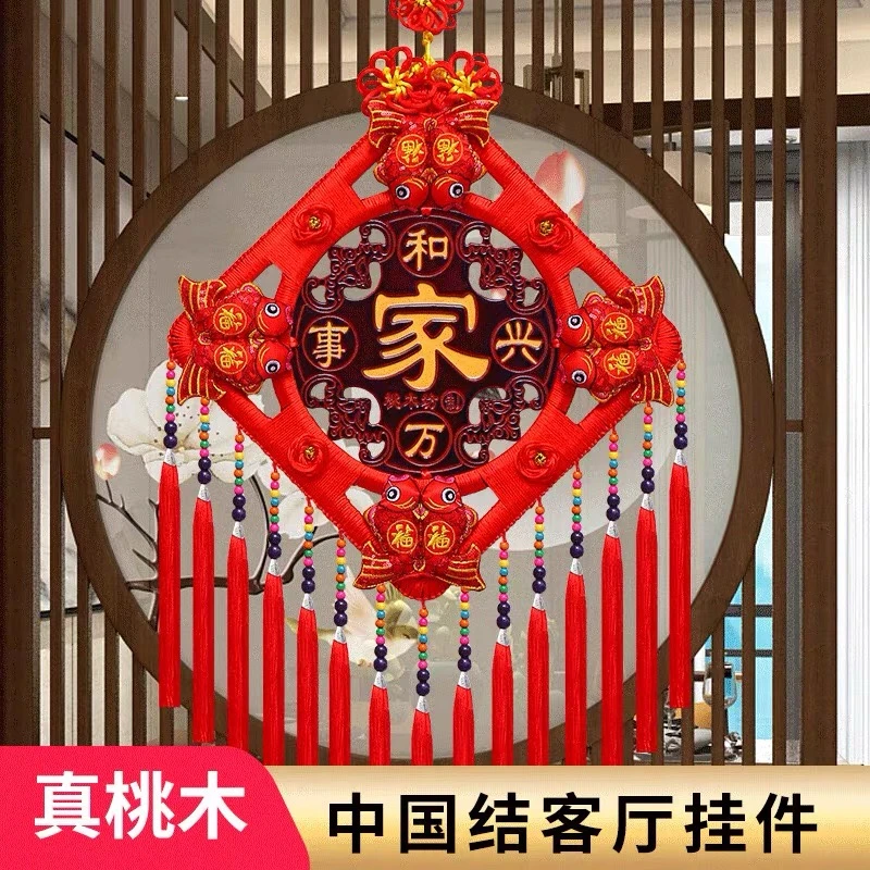 民族风单福桃木中国结挂件客厅大号福字中国结玄关乔迁平安结