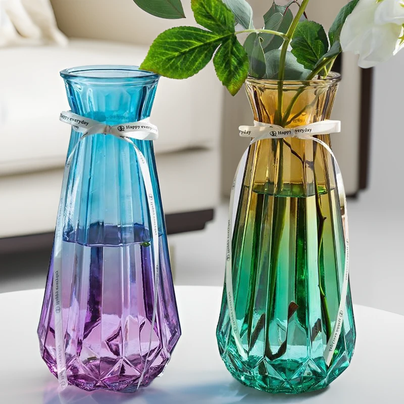 特大号玻璃花瓶透明水养富贵竹百合花客厅办公室插花欧式花瓶摆件