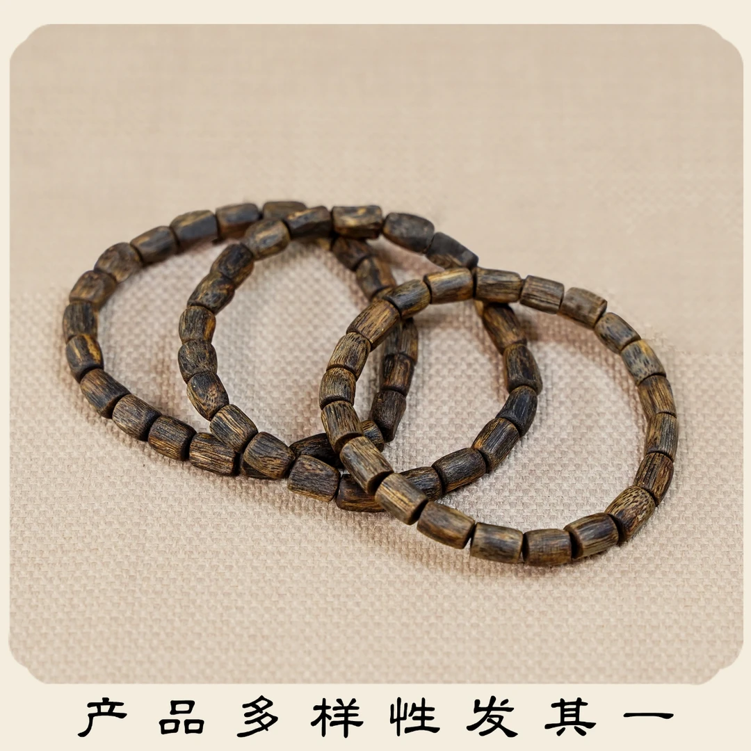 沉香莞香绿奇楠沉水虫漏单圈手串（非遗手作）多样性发一LQQZ001