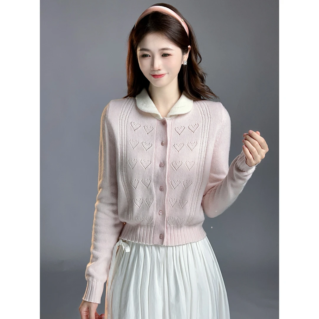 【奶油芭蕾】AREP  2024秋款爱心镂空开衫厚外套MYAVXB09064