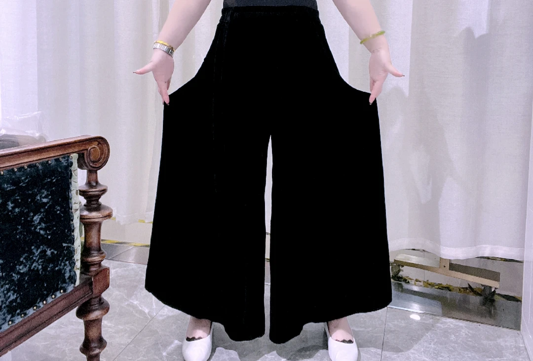 桑蚕丝百搭时尚经典高端气质洋气妈妈装显瘦大码裤88AYG1177