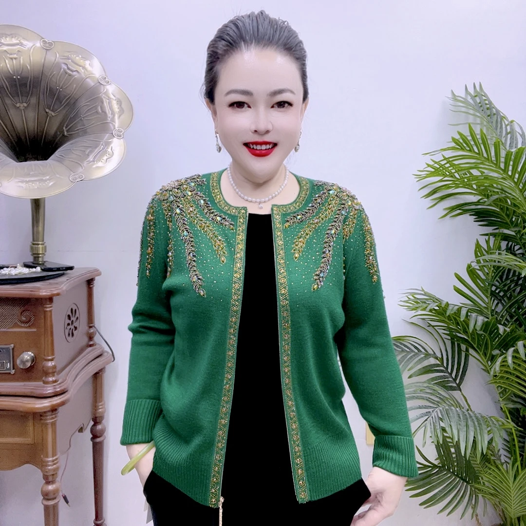 高端时尚洋气大码天丝羊毛开衫15A3577