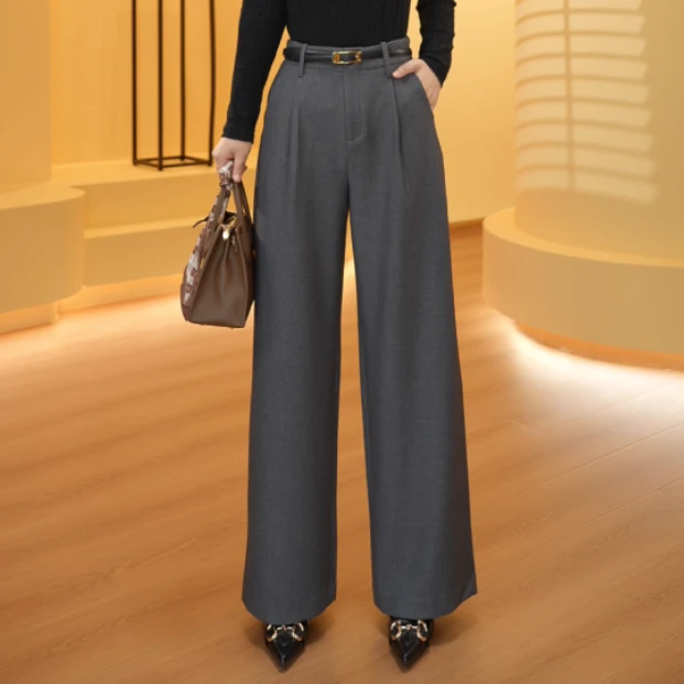 维伦多【无限回购】西装直筒裤女秋冬款窄版高腰休闲百搭裤子C1296