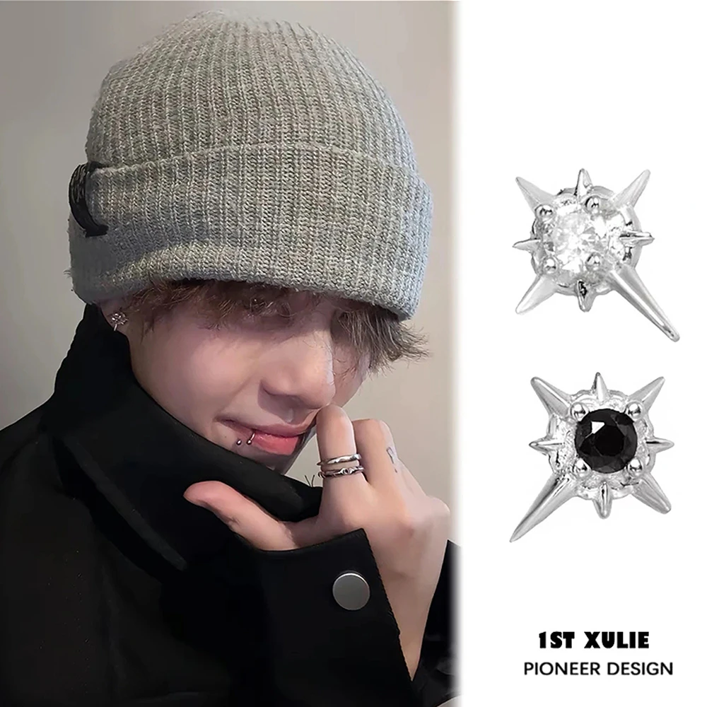 钛钢耳饰 无耳洞北极星耳夹气质男个性潮流磁吸锆石耳钉耳环