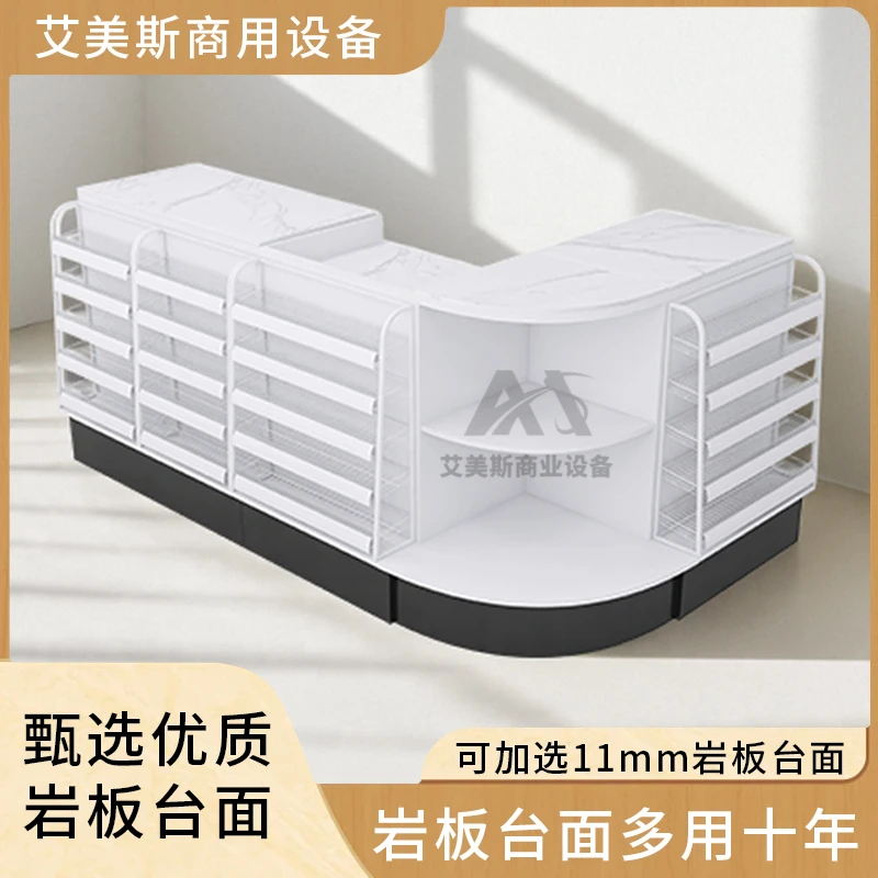 便利店收银台小型柜台超市吧台艾美斯佛山厂家直销新款转角收银台