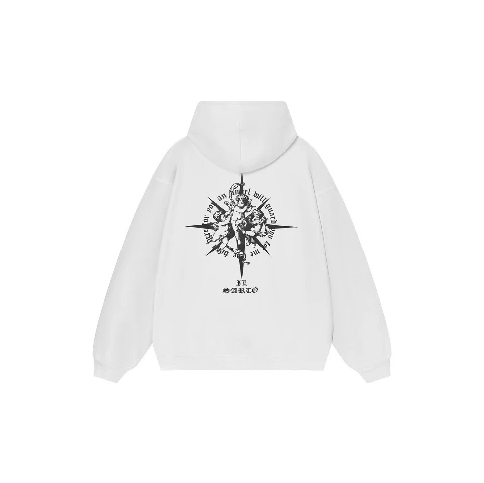 天使印花潮版连帽宽松卫衣1202