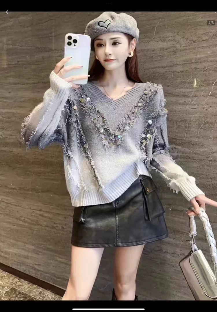 【551-600】秋冬针织套头毛衣慵懒风洋气百搭宽松加厚学院风时尚