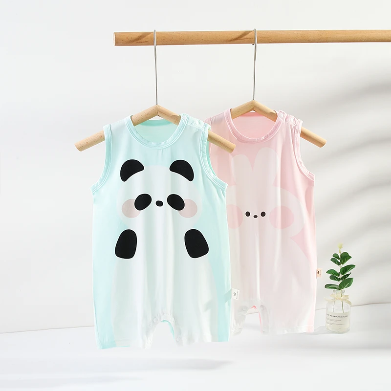 婴儿衣服夏季薄款优可丝新生儿连体衣男女宝宝无袖背心幼儿夏装