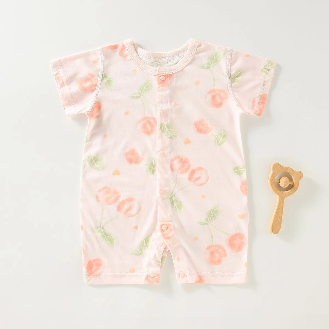 宝宝衣服夏季短袖连体衣纯棉无骨爬服婴幼儿透气网眼薄款空调服