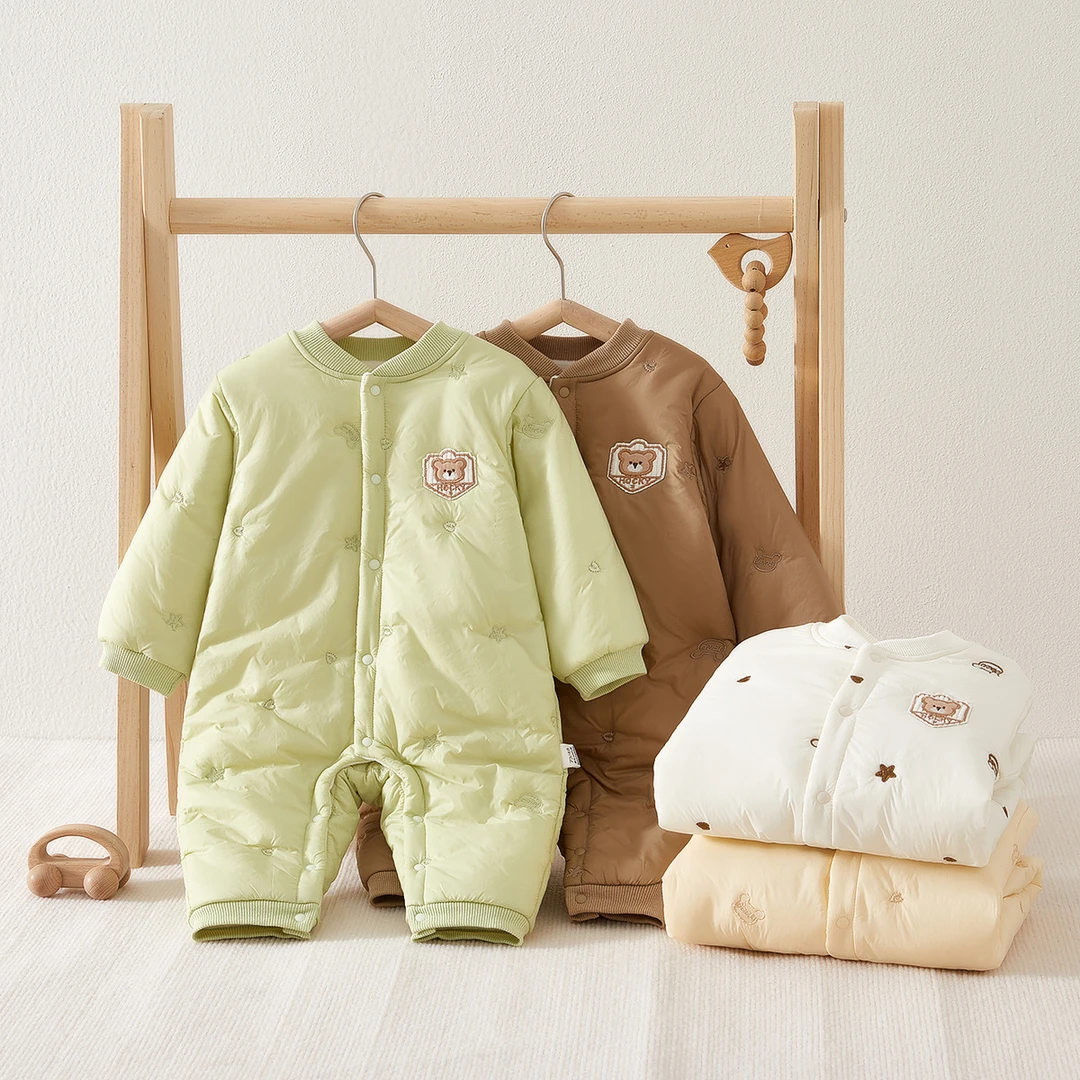 婴儿衣服秋冬款新生婴儿衣服夹棉外出服保暖哈衣出生宝宝哈衣