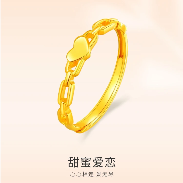 925银戒指 链条爱心戒指女款环环相扣活口女戒气质百搭小众