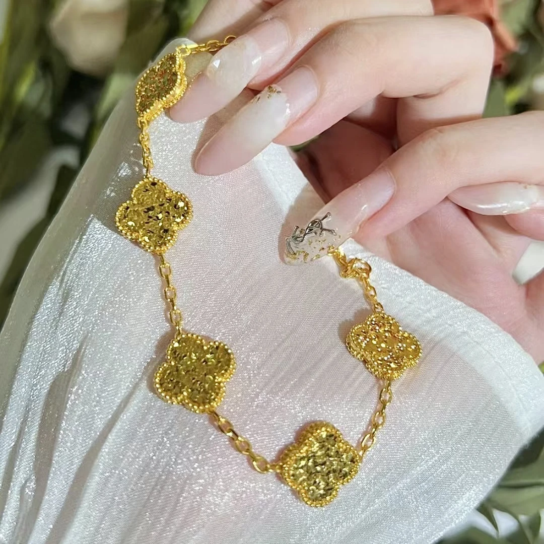 足银手链 9-碎碎冰五花四叶草气质手链轻奢时尚爆闪碎碎冰手链