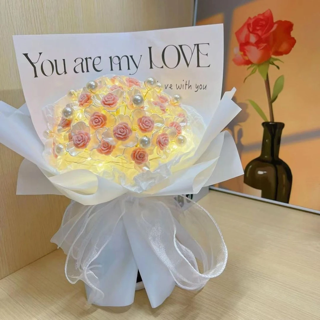 520玫瑰手工diy花束材料包手捧花送闺蜜女友情人节母亲节创意礼物