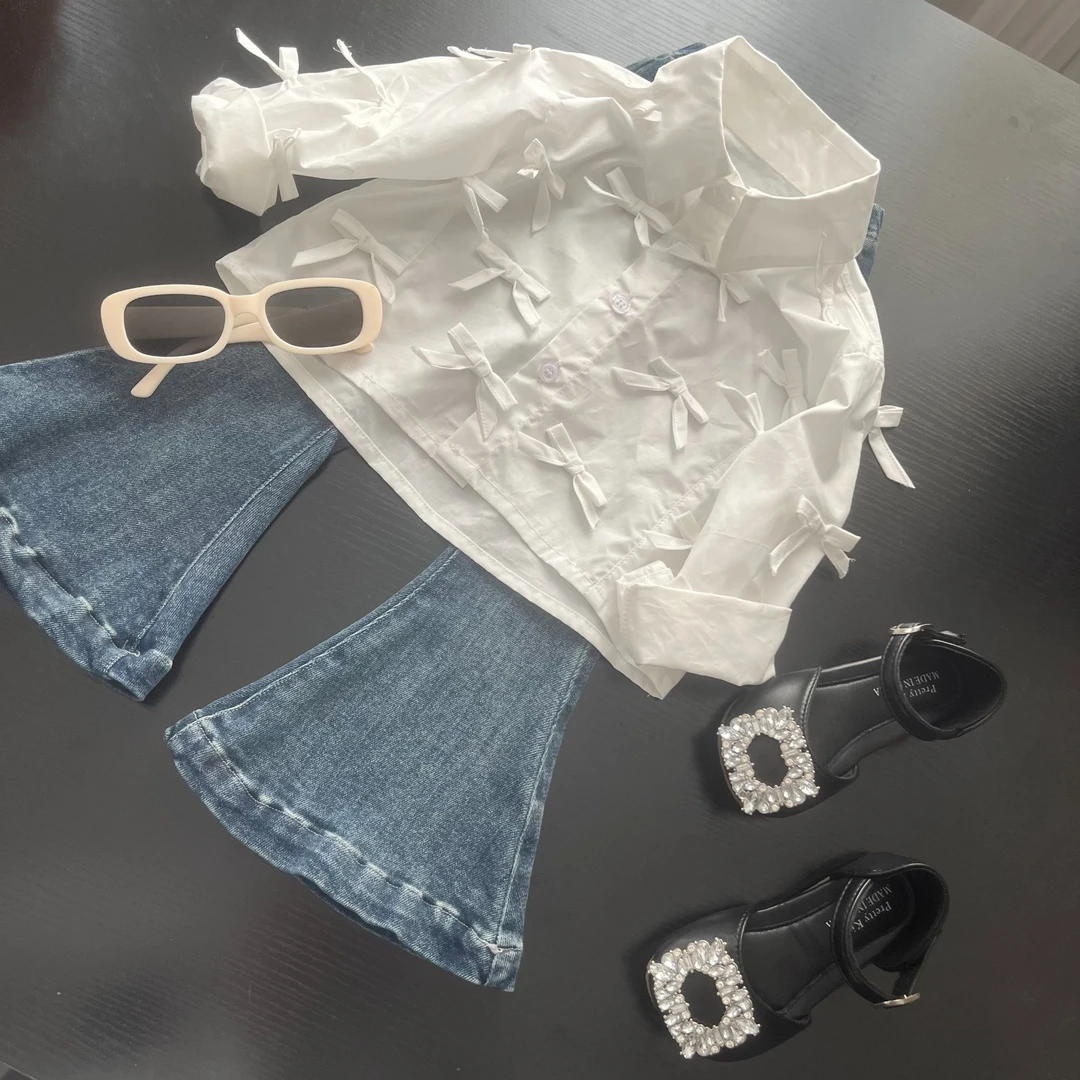 【4】萌娃穿搭秋季小众白蝴蝶时尚衬衫