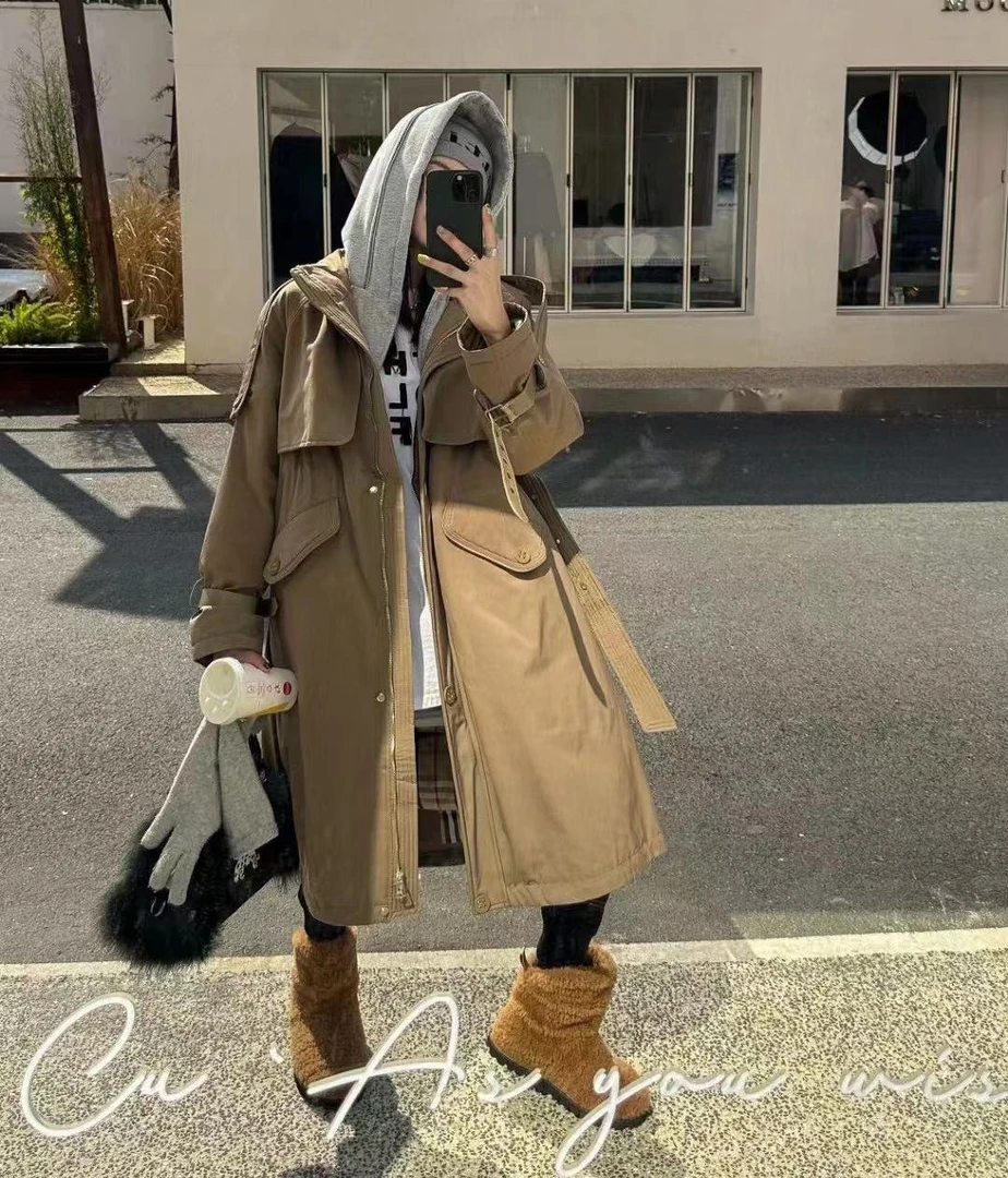 【蜜爷家】派克风衣长款羽绒服