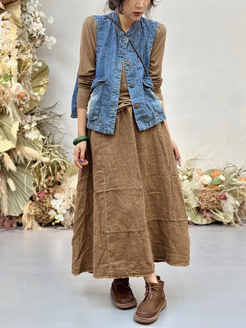 忆古朴拙新款沐布衣原创立领前大口袋设计百搭时尚休闲马夹外套