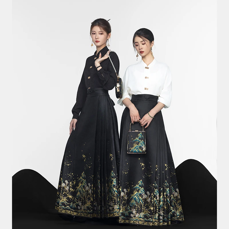 千里江山-【仿妆花马面裙】重工仿妆花织金马面裙套装汉服女日常