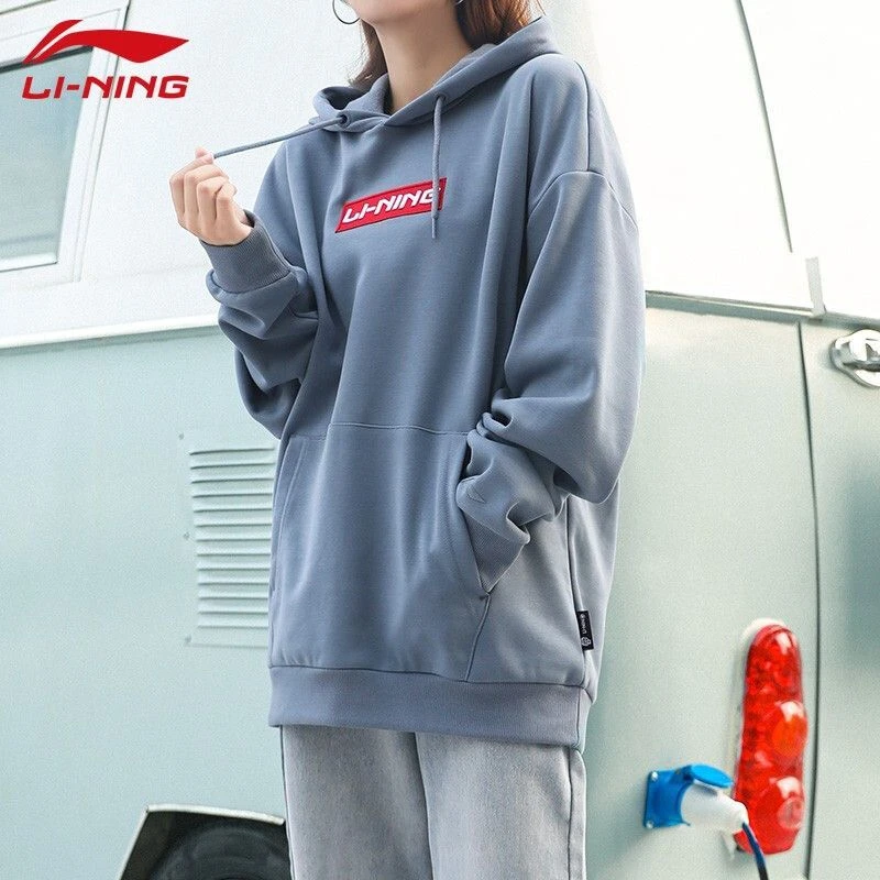 李宁运动卫衣女2024新款百搭套头衫百搭休闲服加绒运动连帽卫衣