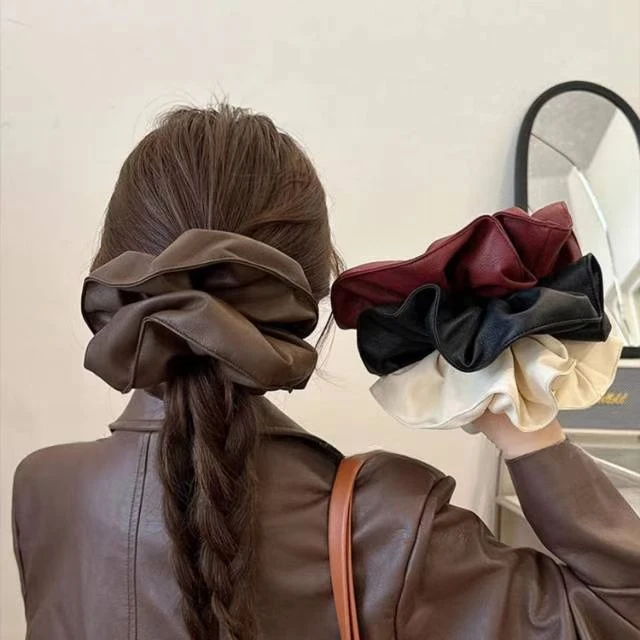好气质~+韩系高级感皮质大肠发圈头绳女2024新款扎头发绳皮筋发饰