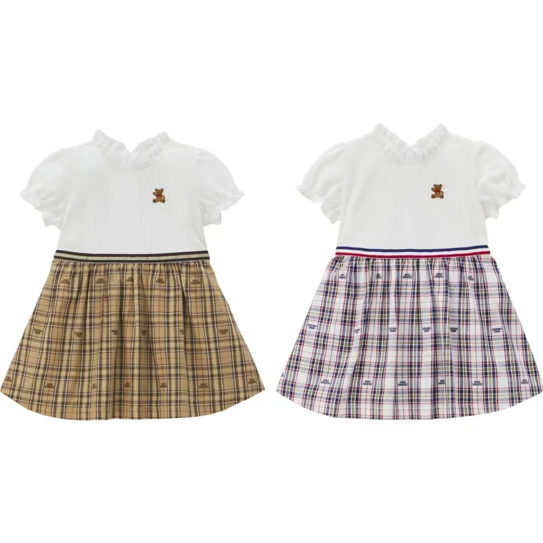 MIKIHOUSE2024款夏季女童学院风格子洋气连衣裙