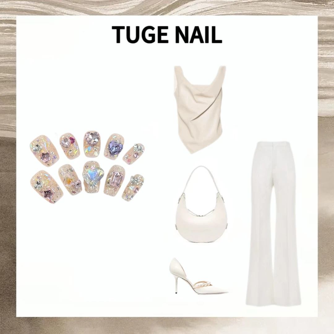 TugeNail“桃花晶石”秋冬高级感满钻小众设计师美甲-MM