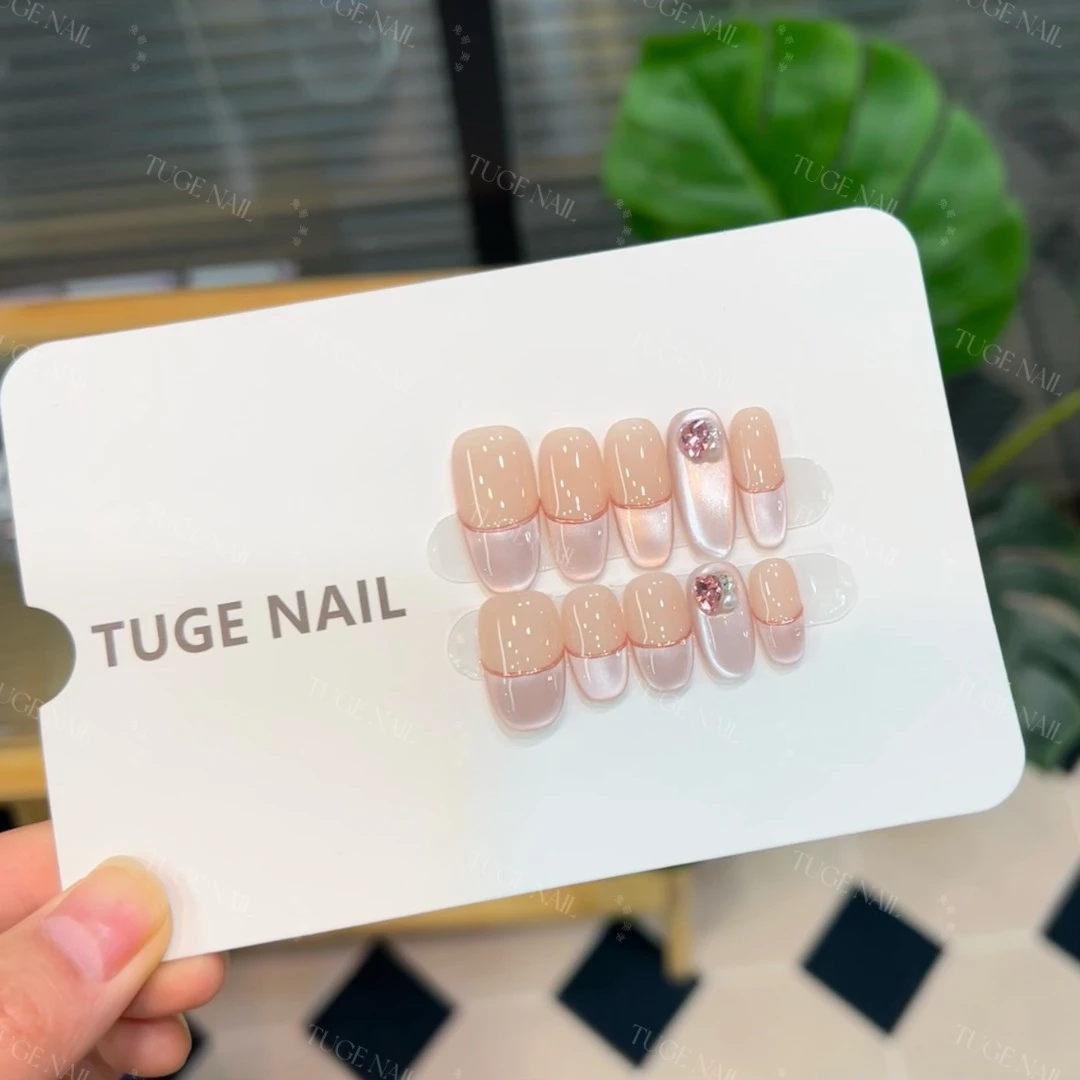 TugeNail“月光宝盒”夏日裸色带钻高级感小众设计师穿戴甲**小然