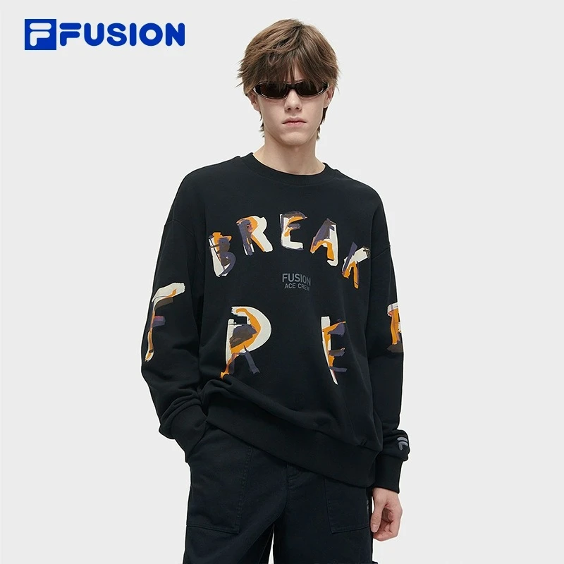 FUSION斐乐潮牌针织套头衫2024春款涂鸦字母卫衣T11U413210