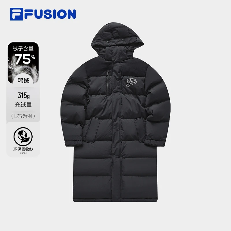 FILA FUSION斐乐长款羽绒服男子冬季加厚保暖防风外套T11M342908