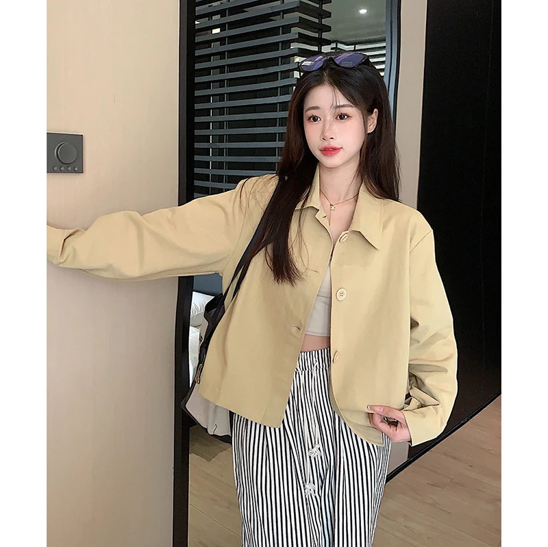 薄款衬衫外套上衣女早春设计感宽松慵懒长袖蓝色条纹休闲外搭开衫