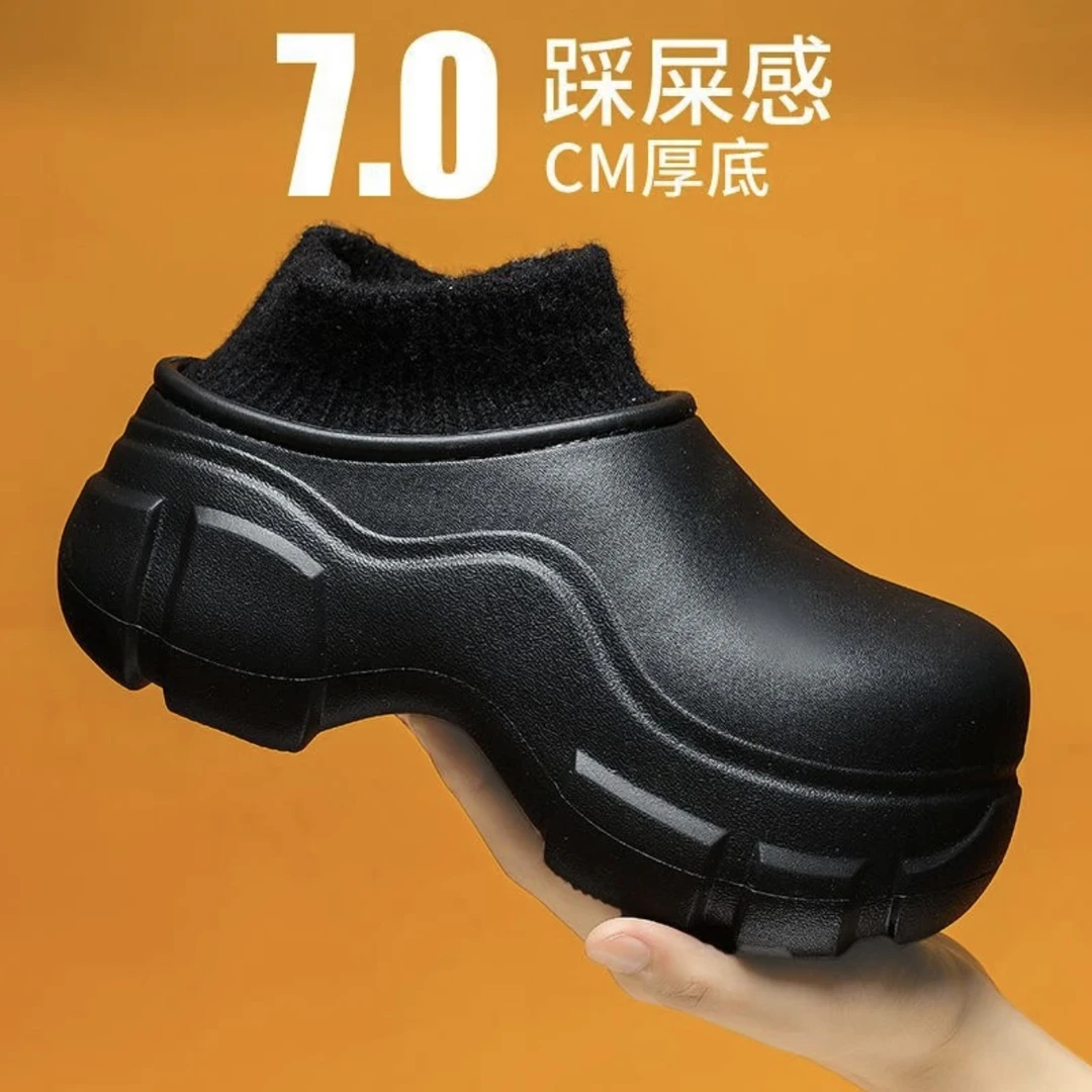 软底棉鞋女增高冬季外穿防水加厚棉拖鞋包跟保暖厚底加绒女防滑