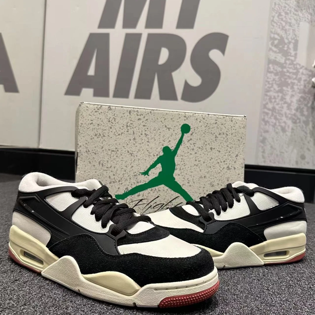 NIKE/耐克AJ4RM男款黑白红复古舒适气垫百搭经典潮流FQ7939100