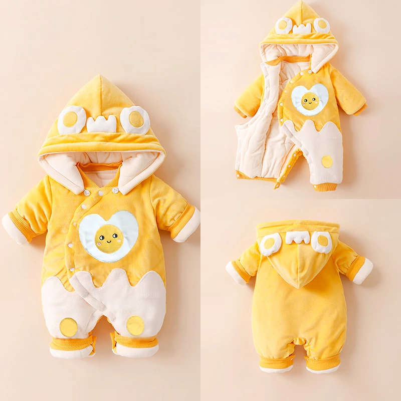 新生婴儿儿衣服秋冬装加厚男孩女宝宝连体衣加绒外出抱衣洋气冬装