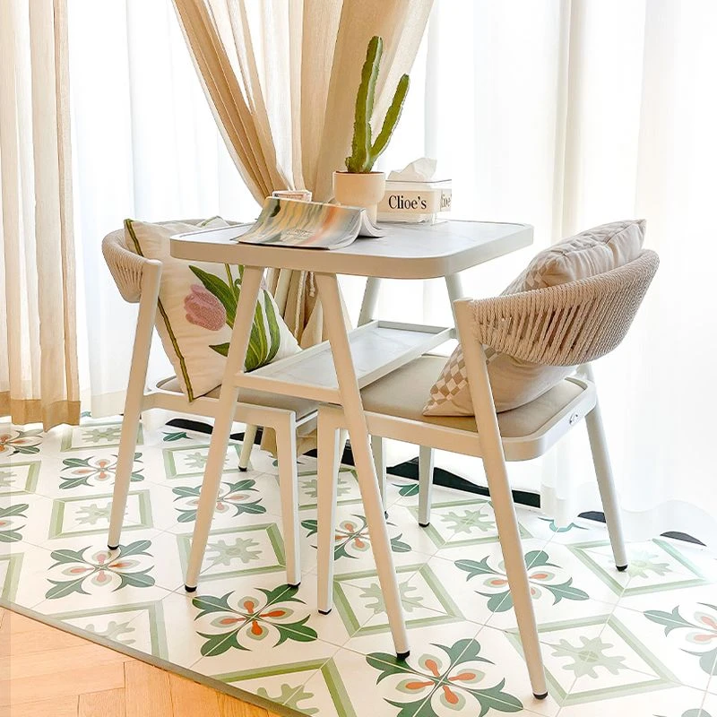 阳台桌椅奶油风阳台小桌椅组合小户型网红桌椅家用简约咖啡厅茶桌