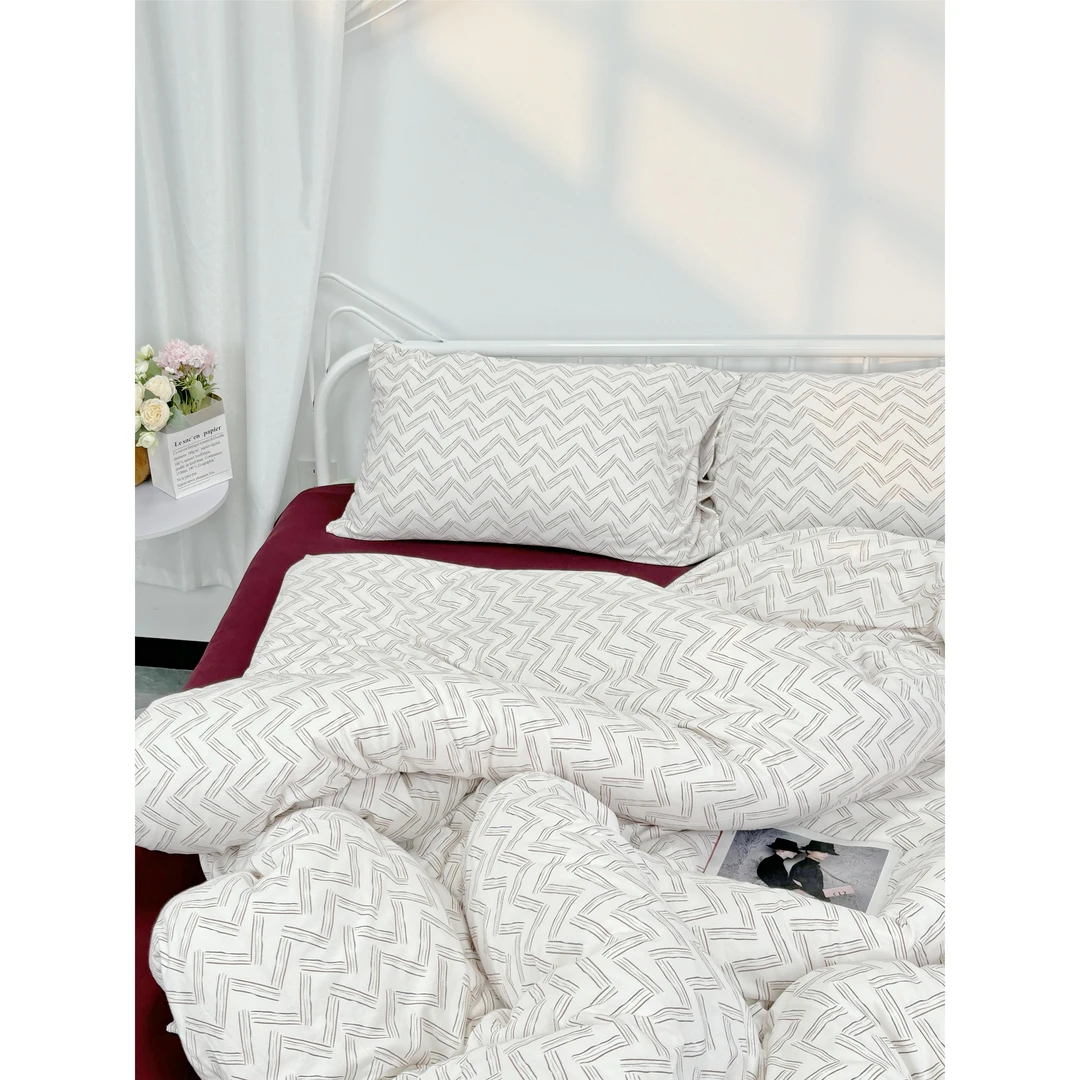 【白底不规则图-三四件套】全棉针织天竺棉棉母婴A类保暖柔软不起球