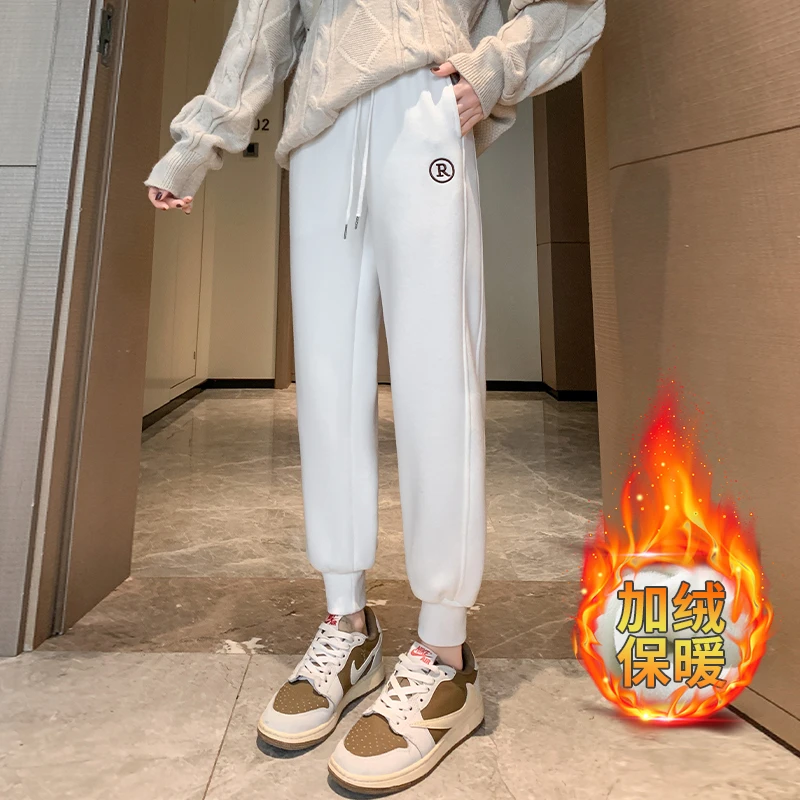 XVRV2024秋新款婴儿绒运动裤女秋冬休闲加绒加厚保暖束脚卫裤潮