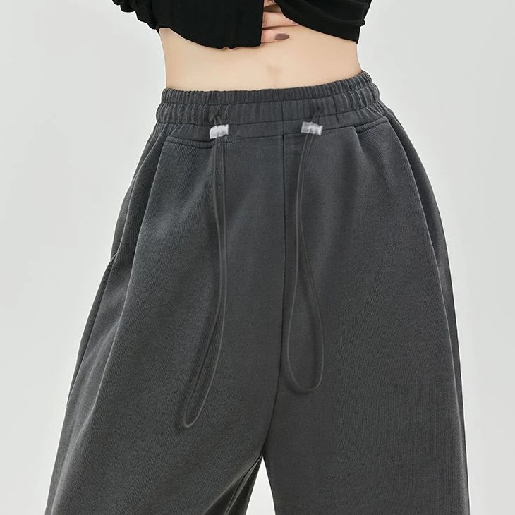 XVRV阔腿裤2023新品猪鼻扣抽绳美式运动裤休闲阔腿抽绳束脚卫